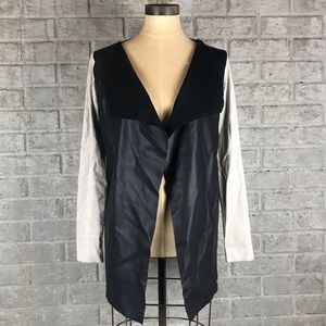 ZARA Knit Faux Leather Drape Cardigan Jacket